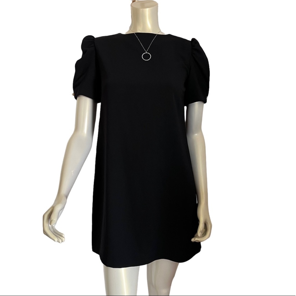 Zara Black Dress Pear Sleeve Detail Mini Dress Size Small LBD Little Black Dress - Picture 1 of 9